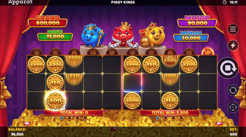 Piggy Kings - Menu des paramètres et plage de mise